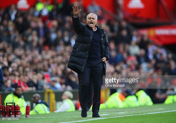 Above: Jose Mourinho on the touchline during Manchester United's 1-1 draw with Stoke | Photo: Getty Images