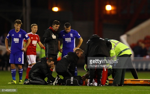 Bendtner said he feared the worst after going down injured against Birmingham City in October. (picture: Getty Images / Richard Heathcote)