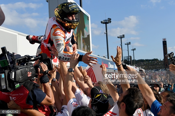 Marquez celebrating after his impressive triumph / Getty Images / Toshifumi Kitamura