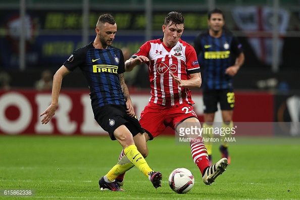 Hojbjerg battles in the reverse fixture. Photo: Getty