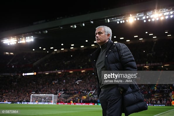 Above: Jose Mourinho on the sideline during Manchester United's 4-1 win over Fenerbahce 
