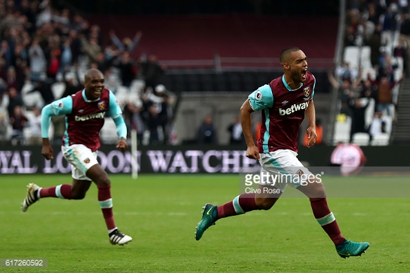 Above: Winston Reid celebrating his goal in West Ham's 1-0 win over Sunderland | Photo: Getty Images