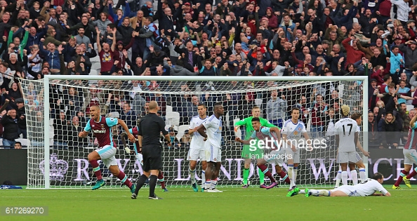 Above: Winston Reid's effort hitting the back of the net in West Ham's 1-0 win over Sunderland | Photo: Getty Images