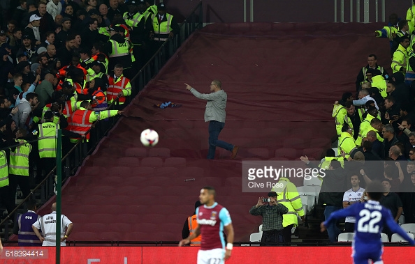 Above: Crowd trouble during West Ham's 2-1 win over Chelsea | Photo: Getty Images