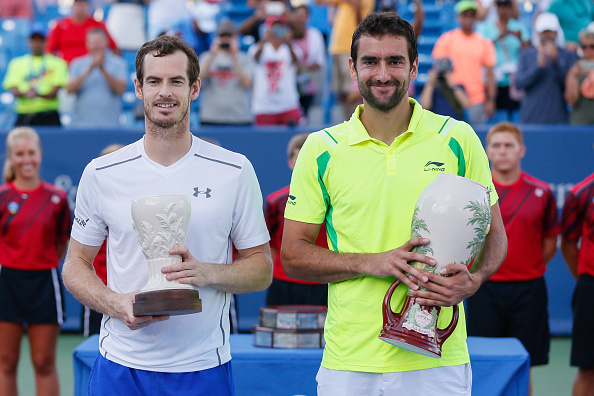 Andy Murray (L) and Marin Cilic (R) posed before photographers after the Croatian won his first Masters title in Cincinnati. (Photo: Getty Images/Icon Sportswire)