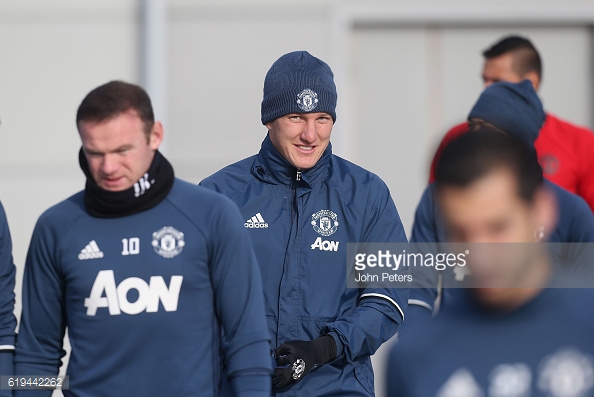 Above: Bastian Schweinsteiger in first-team training with Manchester United | Photo: Getty Images 