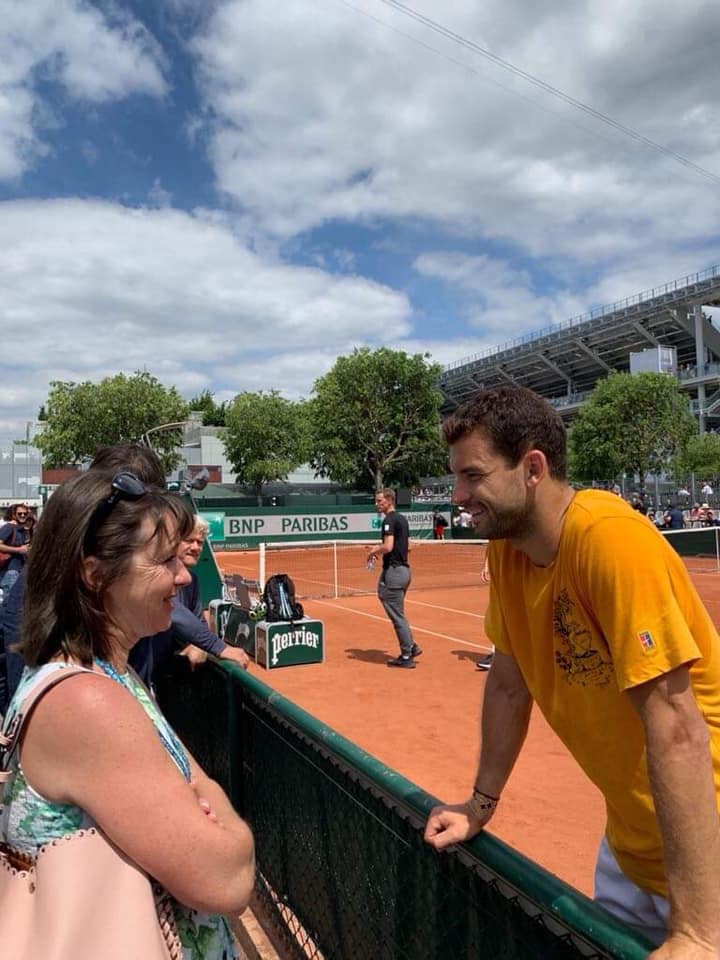 ​​Maleeva catching up with fellow Bulgarian star Dimitrov at the French Open 2019. Photo: Manuela Maleeva Facebook