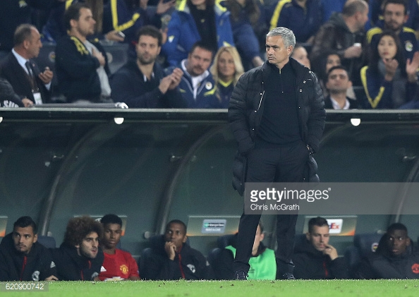 Mourinho cut a frustrated figure on the touchline for United | Photo: Chris McGrath / Getty Images