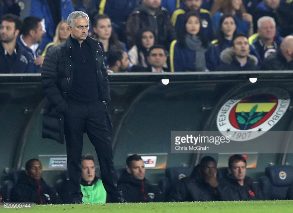 Above: Jose Mourinho on the touchline during Manchester United's 2-1 defeat to Fenerbahce | Photo: Getty Images