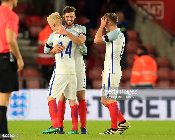 Stephens celebrates his winner after the game. Photo: Getty.