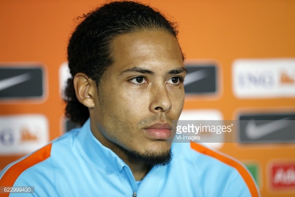 van Dijk facing the press on international duty. Photo: Getty Images / VI-Images