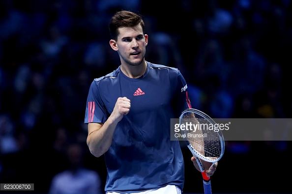 Thiem won a marathon opening set, taking it 12=10 on a sizzling forehand winner/Photo: Clive Brunskill/Getty Images