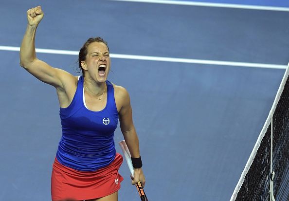 Strycova defeated Cornet in straight sets to send the championship tie into a decisive doubles rubber. Photo credit: Patrick Hertzog/Getty Images.
