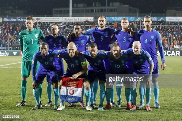 Lining up alongside Dutch teammates for qualifier against Luxembourg. Photo: GettyImages / VI-Images  