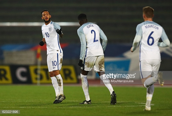 Mawson celebrates Baker's goal. Photo:Mouhtaropoulos 