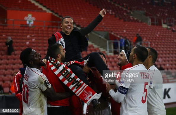 Hapoel celebrate their progression to the next round. Photo: Catherine Ivill/ AMA