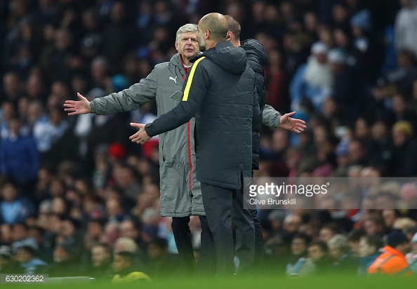 Arsene Wenger and Pep Guardiola, two managers who face heavy criticism. Photo: Getty / Clive Brunskill