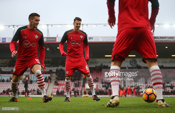 Tadic with fellow teammate Fonte. Photo: Catherine Ivill/ AMA/ getty