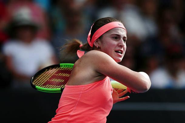 Ostapenko is eyeing for her third semifinal appearance of the season in Prague. Photo credit: Anthony Au-Yeung/Getty Images.
