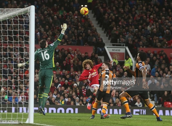 Fellaini heads in a crucial second goal (photo: Getty Images)