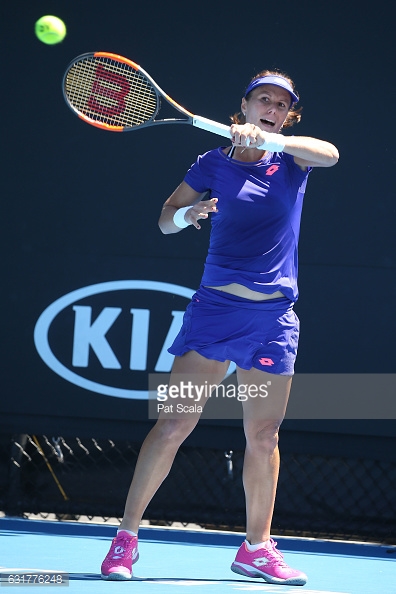 Lepchenko recovered to win the first set after being broken whille serving for it/Photo: Pat Scala/Getty Images