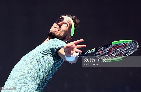 Dzumhur prepares to serve during the first round of the Australian Open/Photo: Jack Thomas/Getty Images