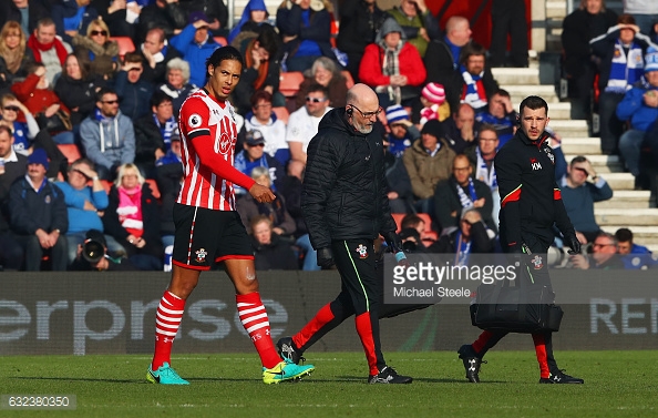 Virgil Van Dijk's injury left Southampton very short at the back. Photo: Getty.