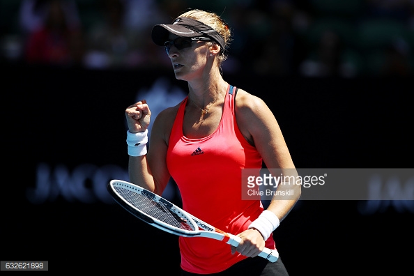 Lucic-Baroni reacts after winning the first set/Photo: Clive Brunskill/Getty Images
