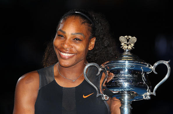 Serena Williams with the Australian Open trophy last year. (Photo: Getty Images/Scott Barbour)