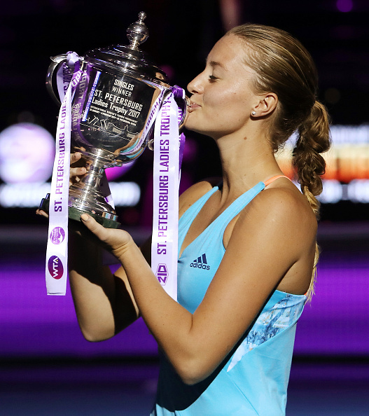 Kristina Mladenovic kisses her first WTA title | Photo: Kommersant Photo via Getty Images
