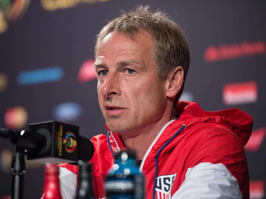 U.S. national team coach Jurgen Klinsmann speaks to the press. (Photo: Nicholas Kamm, AFP/Getty Images)