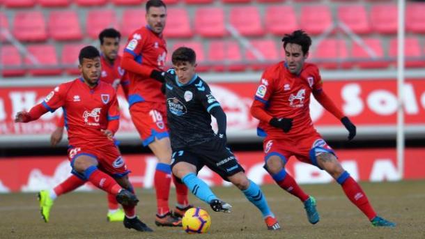 Los numantinos en su último partido frente al Lugo | Fuente: La Liga