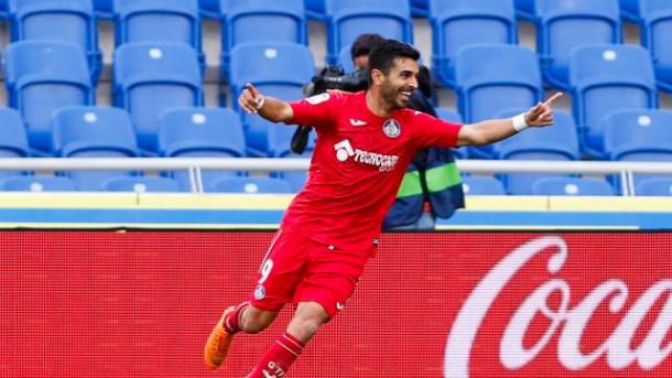 Ángel celebrando el gol ante la UD Las Palmas. / Foto: La Liga