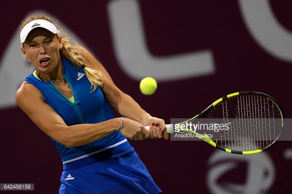 Wozniacki has not dropped a set in Qatar during this rain-filled week/Photo: Anadolu Agency/Getty Images