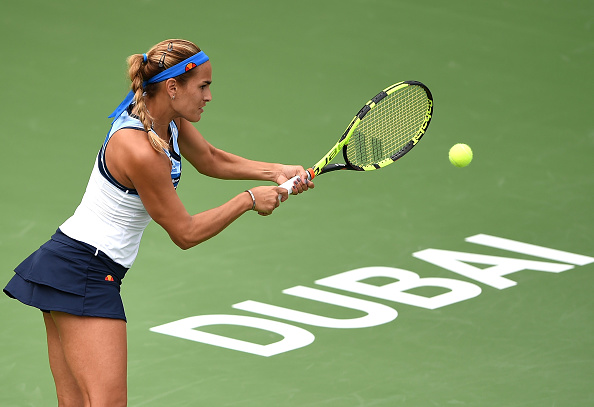 Monica Puig hits a backhand during the Dubai Open. Photo: Getty Images/Tom Dulat