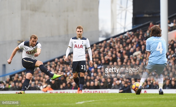 Harry Kane of Tottenham is also up for the award. Photo: Getty.