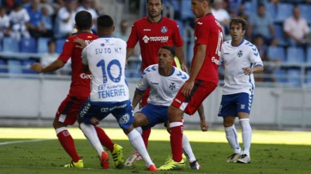 Acción del partido entre el CD Tenerife y el Getafe correspondiente a la octava jornada de LaLiga 123. Foto: CD Tenerife