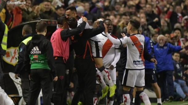 El Rayo Vallecano celebra un gol conseguido esta temporada | Fotografía: Rayo Vallecano