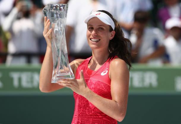 Konta after winning the Miami Open title in April (Getty/Julian Finney)