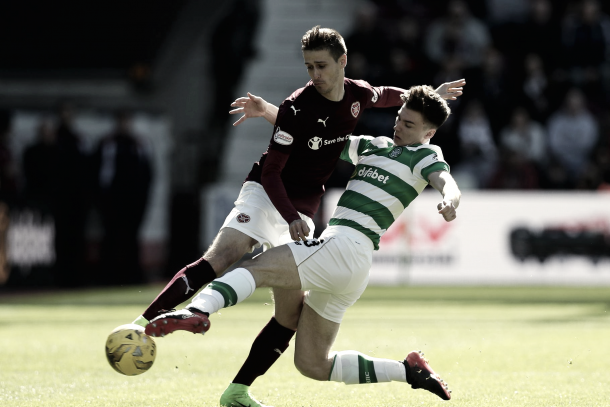 Andraž Struna (left) battling during his spell in Scotland. | Photo: Ian MacNicol/Getty Images