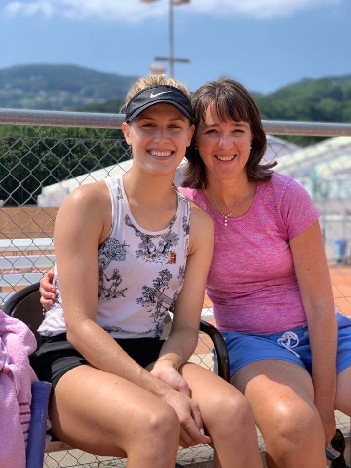 Maleeva and Eugenie Bouchard (left) on the practice courts of Vevey, Switzerland last year. Photo: Manuela Maleeva Facebook