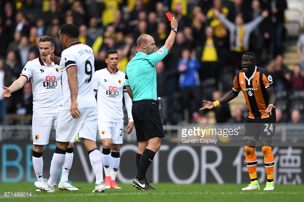 Niasse was stunned to receive his marching orders (photo: Getty Images)