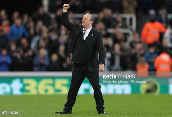 Benitez shows his delight as Magpies secured promotion (Photo: GettyImages/ Owen Humphreys)
