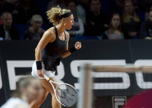 Local girl Siegemund is into her second quarterfinal in a row in Stuttgart. Photo credit: Anadolu Agency/Getty Images.