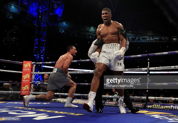 Klitschko fighting Joshua earlier this year. (Photo: Richard Heathcote/Getty)