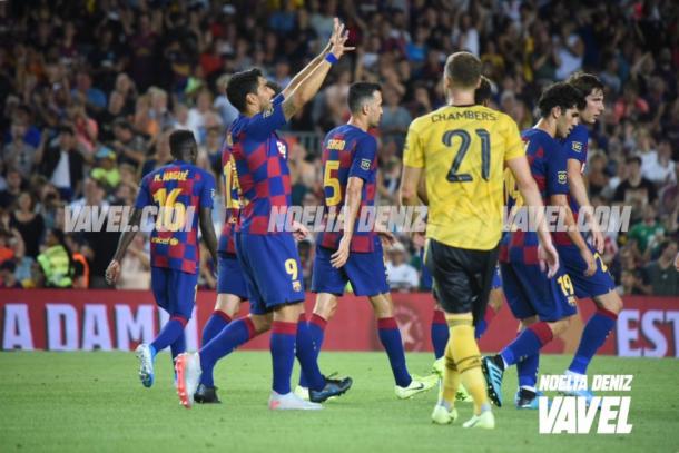 Los jugadores del FC Barcelona celebrando un gol. FOTO: Noelia Déniz