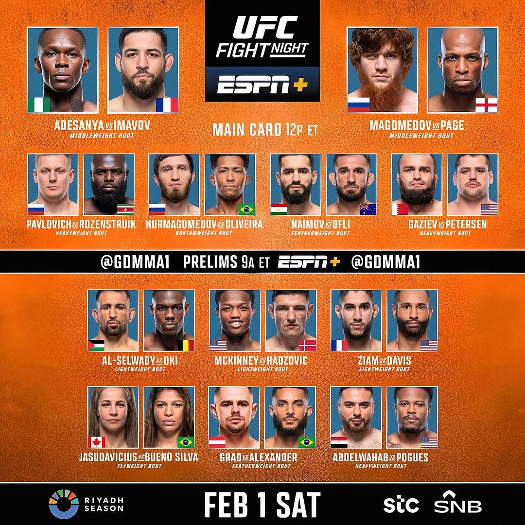 Cartelera, horario y dónde ver UFC Arabia Saudí en España - VAVEL España