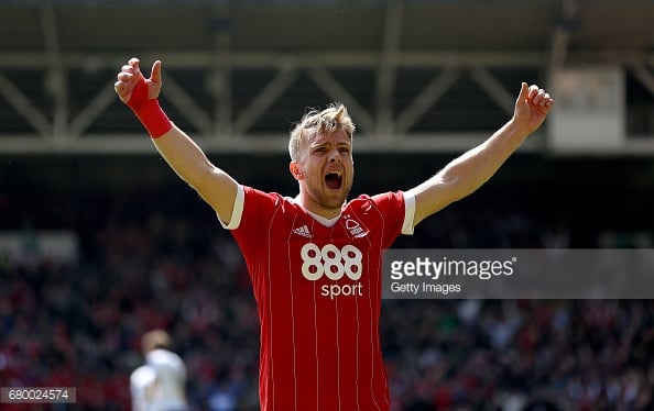 Jamie Ward celebrates Forest securing survival on the final day. (picture: Getty Images)