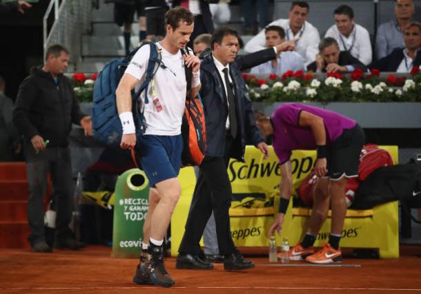 Andy Murray walks off court after his third round loss to Borna Coric in Madrid (Getty/Julian Finney)