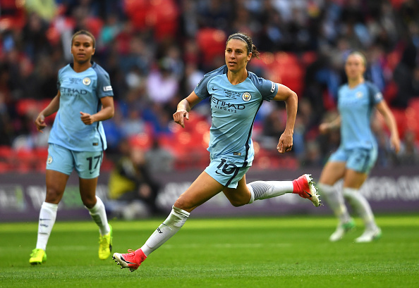 Carli Lloyd in action at Wembley. Source: Manchester Evening News